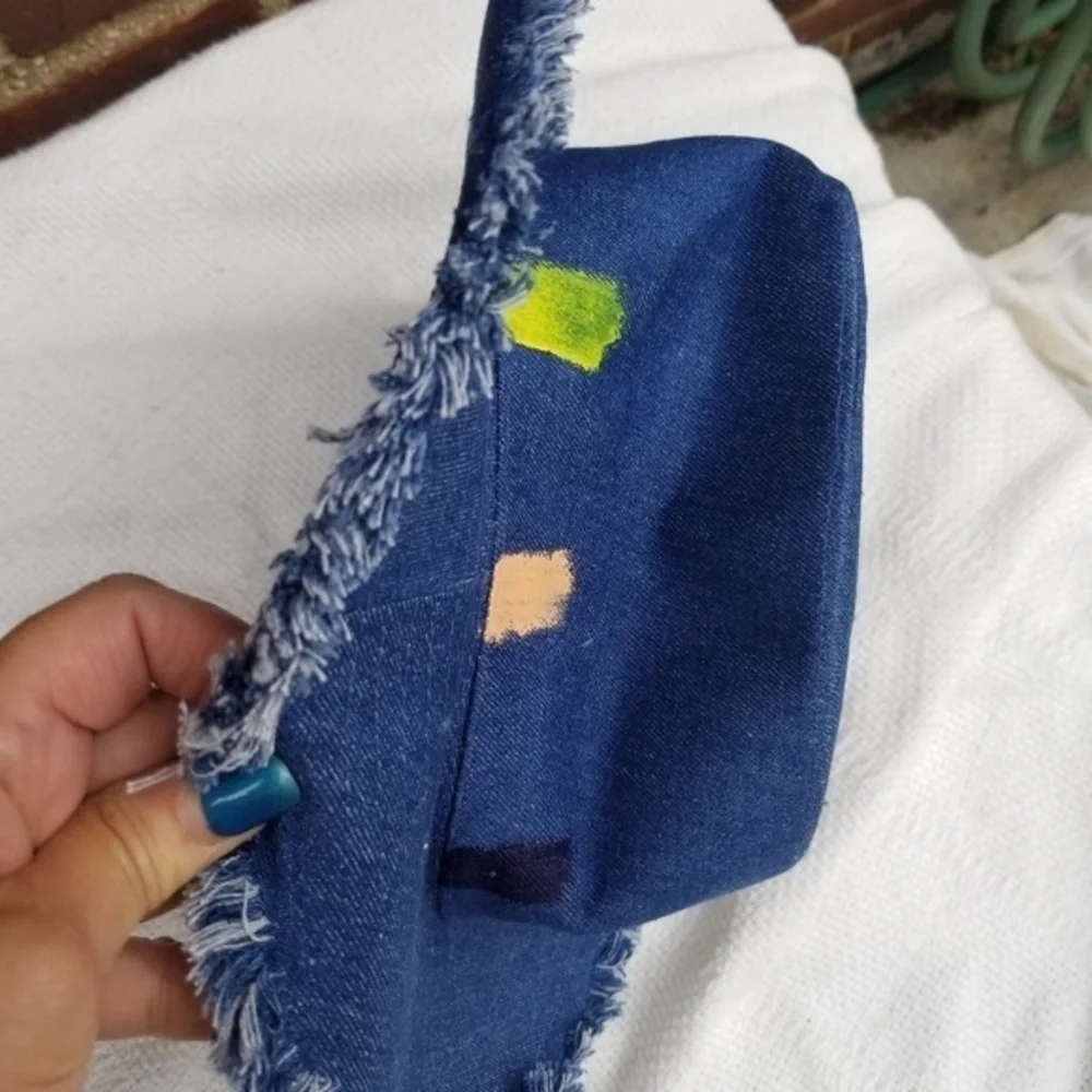 Denim‎ Casual Boho Vibe cowboy frayed hat NWT